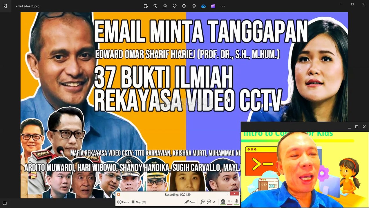 Edward Omar Sharif Hiariej KOREKSI PENYESATAN PUBLIK ANDA! REKAYASA VIDEO CCTV TITO KARNAVIAN