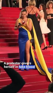 Protestar pour fake blood on herself at cannes Film Festival