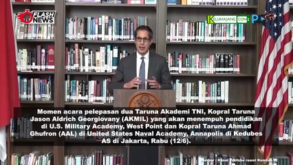 Momen acara Pelepasan Dua Taruna Akademi TNI di Kedubes AS di Jakarta
