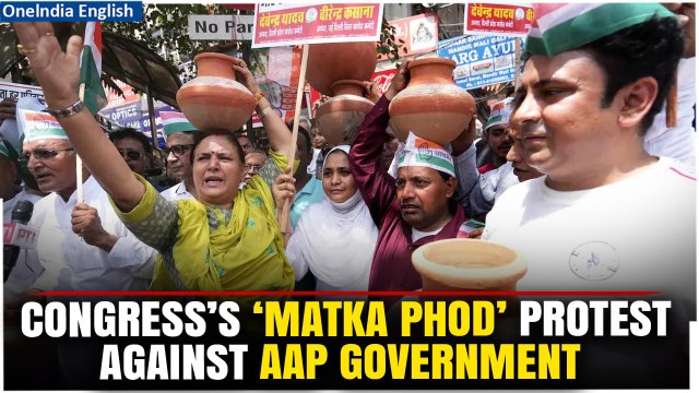 Delhi Water Crisis: ‘Matka Phod’ Protests By Congress Amid Water Crisis In Delhi | Watch