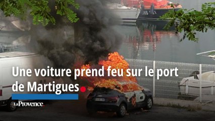Une voiture prend feu sur le port de Martigues