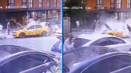 Şişli'de takside yangın: Yolcusunu son anda indirdi