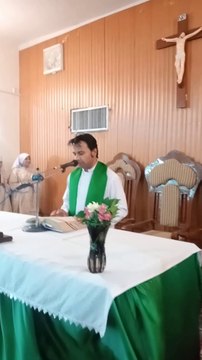 Reverend Father Kashif Jameel is celebrating Holy Mass at St. Peter's Catholic Church, Attock, Cantt, Pakistan