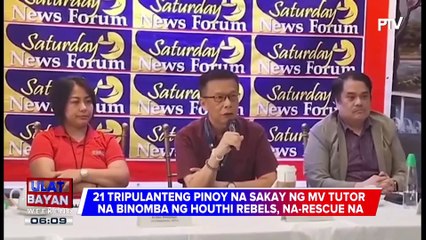 21 tripulanteng Pinoy na sakay ng MV Tutor na binomba ng Houthi rebels, na-rescue na;