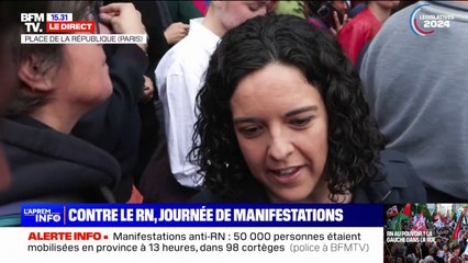 Manon Aubry, à la manifestation parisienne anti-RN: "Emmanuel Macron a voulu nous diviser, en réalité il nous a rassemblés"
