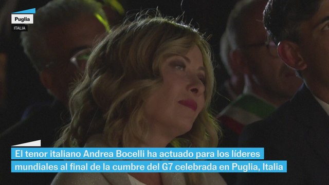 El tenor Andrea Bocelli actúa en el cierre del G7 en Italia