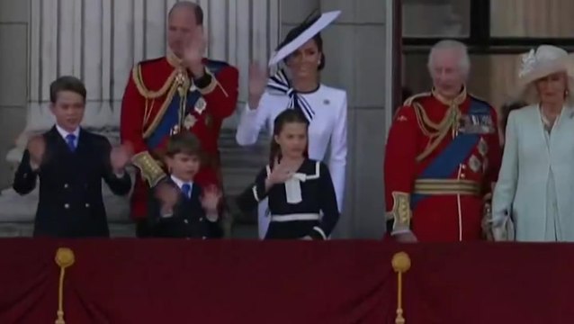 Prince Louis waves to crowds from Buckingham Palace balcony at Trooping the Colour