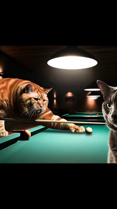 Cat play snooker