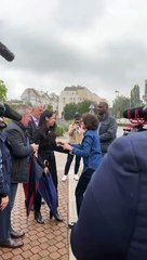 Rachida Dati arrive à Eaubonne (Val d'Oise) pour soutenir la campagne de la députée sortante Horizons Naïma Moutchou, le 16 juin 2024