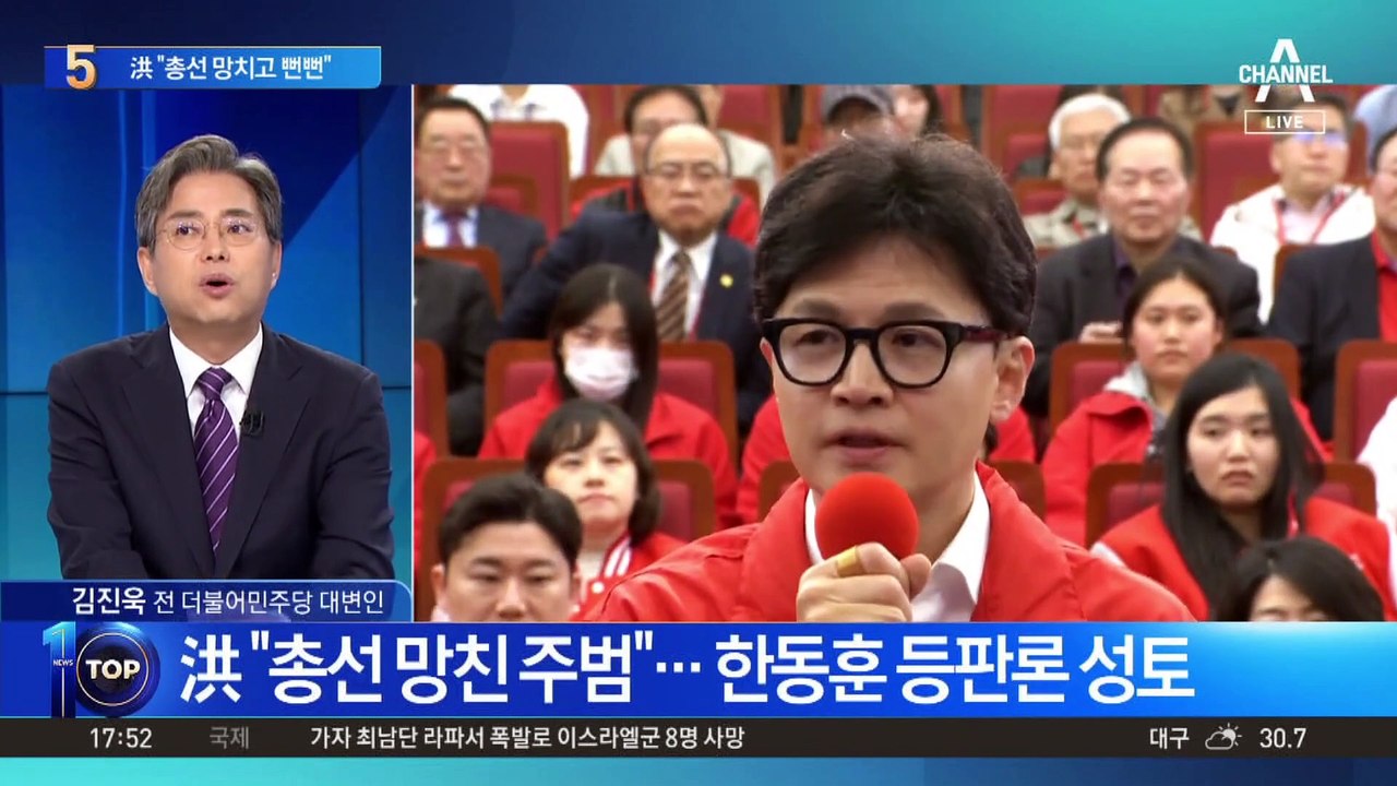洪 “총선 망친 주범”…한동훈 등판론 성토