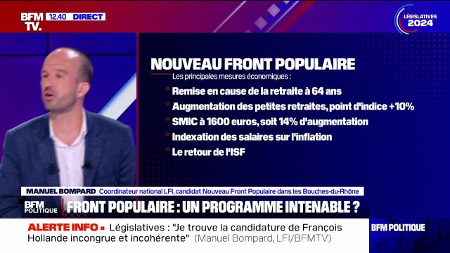 Programme économique du Nouveau Front populaire: La catastrophe économique est là, déjà sous nos yeux , affirme Manuel Bompard (LFI)