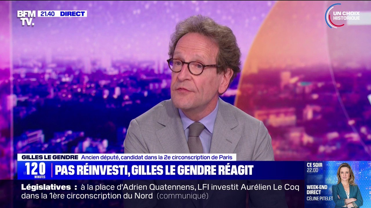 Élections législatives: "En me retirant l'étiquette Renaissance, ils m'ont rendu ma liberté", affirme Gilles Legendre, qui se maintient alors qu'il n'a pas été réinvesti par son parti