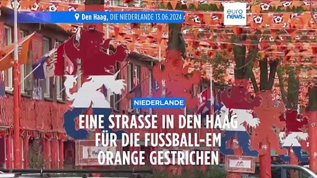 Niederlande: Eine Straße in Den Haag für die Fußball-EM orange gestrichen
