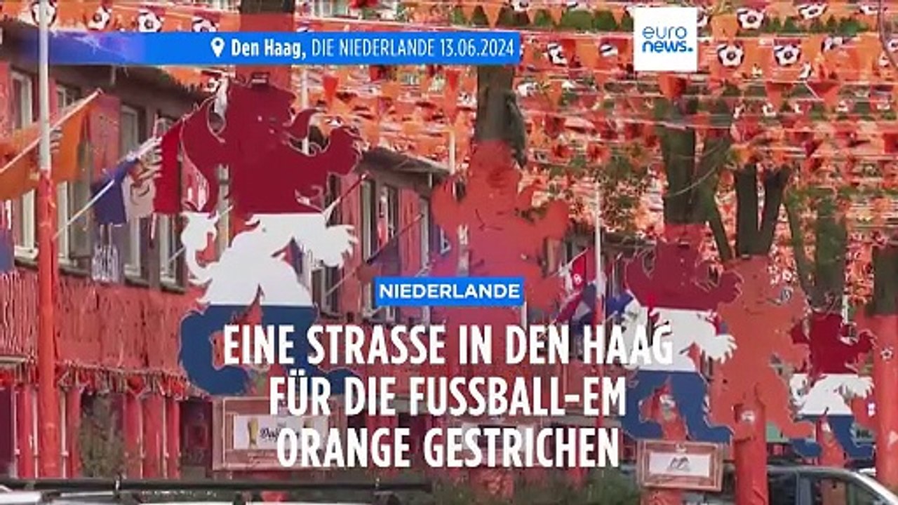 Niederlande: Eine Straße in Den Haag für die Fußball-EM orange gestrichen