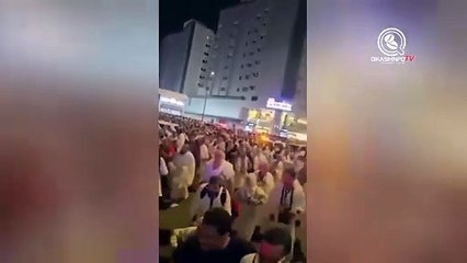 Momen para jamaah haji dengan visa ziarah akhirnya diperbolehkan masuk ke Arafah dari hotel-hotel yang ada di Aziziyah