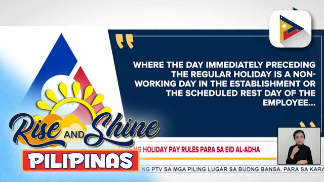 DOLE, naglabas ng holiday pay rules para sa Eid’l Adha