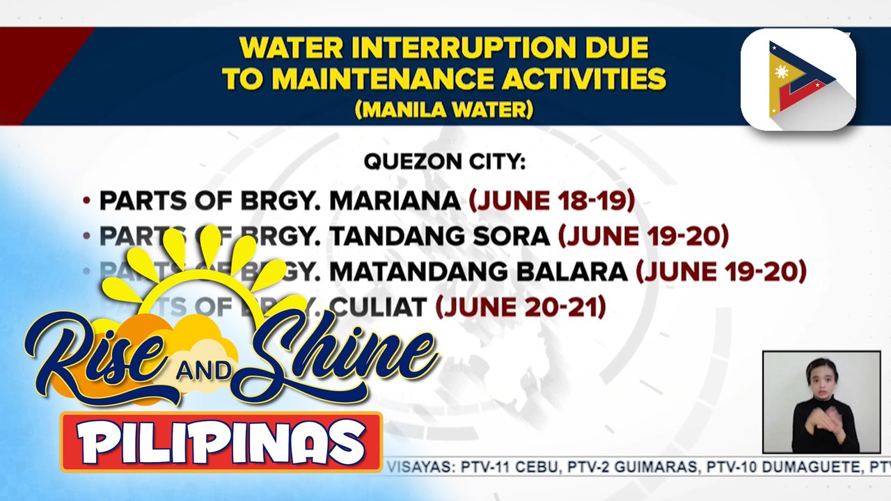 Ilang lugar na sakop ng Manila Water, pansamantalang mawawalan ng tubig ngayong linggo