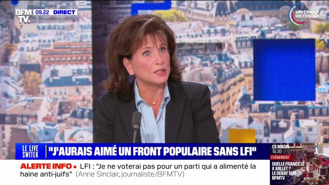 Législatives: Anne Sinclair assure qu'elle votera à gauche , mais pas pour un candidat LFI