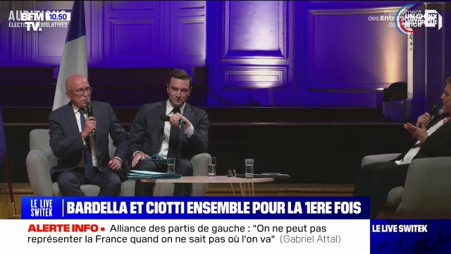 Nous avons décidé de réunir nos forces, en respectant les sensibilités des uns et des autres : Jordan Bardella s'exprime aux côtés d'Éric Ciotti sur leur programme économique