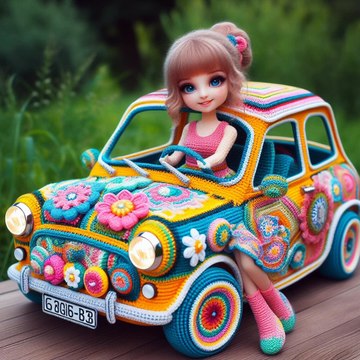 Cute Crochet Made CarModel with wooden(share idea)Wool Car Toy#ai#wool#crochet#knitted#cuit#toy#car)