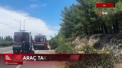 Uşak'ta otomobile çarpan araç takla attı