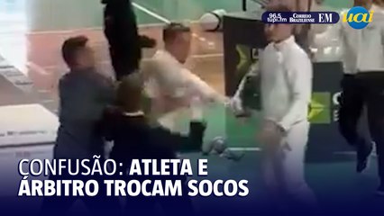 Atleta e árbitro trocam socos em competição de esgrima