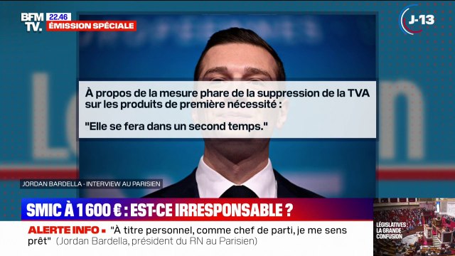 Suppression de la TVA sur les produits de première nécessité: Elle se fera dans un second temps , explique Jordan Bardella au Parisien à propos de cette mesure phare du RN