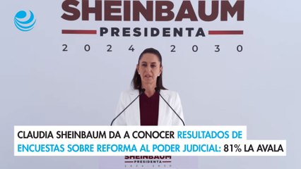 Tải video: Claudia Sheinbaum da a conocer resultados de encuestas sobre reforma al Poder Judicial 81% la avala