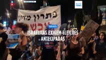 Israelitas em protesto em Jerusalém para exigir eleições e libertação dos reféns
