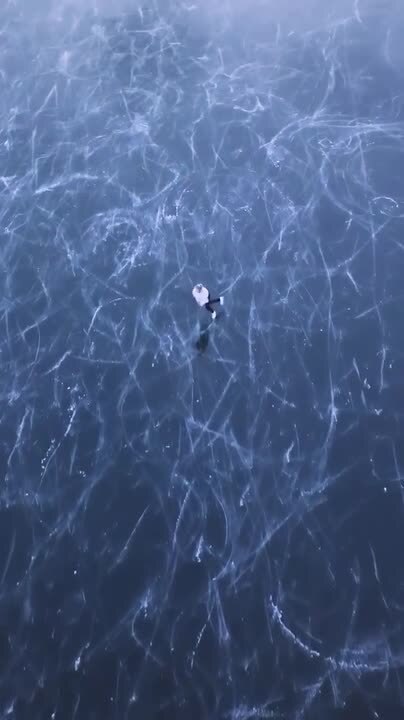 Ice Skater Looks Magical on Frozen Lake Surrounded by Swiss Alps in Switzerland