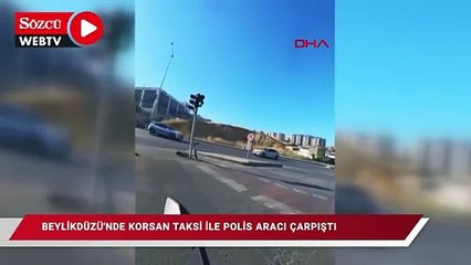 Beylikdüzü’nde korsan taksi ile polis aracı çarpıştı; 3’ü polis 2’si çocuk 6 yaralı