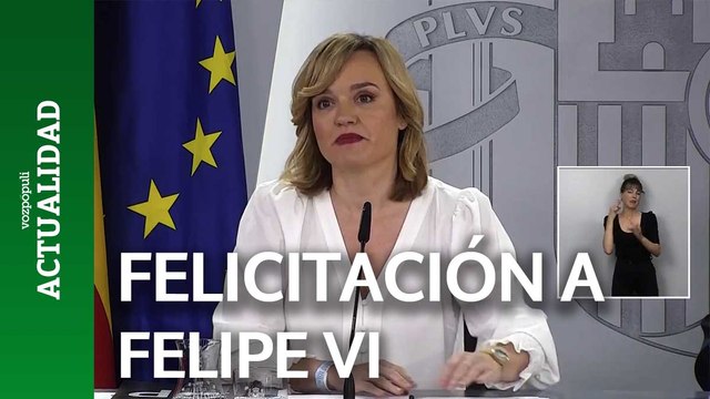 Pilar Alegría felicita a Felipe VI en nombre del Gobierno