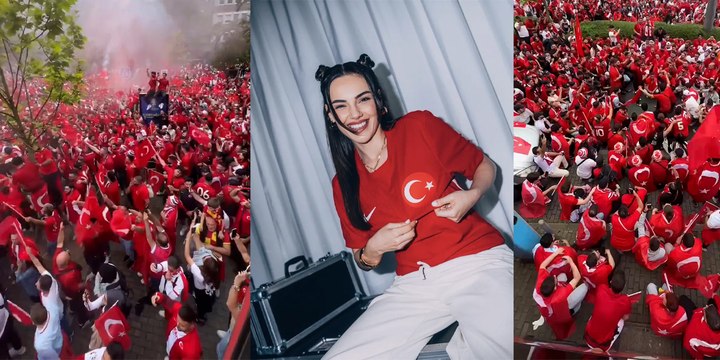 Almanya'da Türk taraftarların coşkusu izleyenlere görsel şölen yaşattı