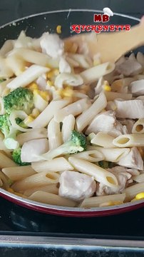 Pasta with chicken Broccoli and Corn #food #cooking #recipe #pasta #homecooked