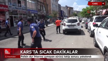 Kars'ta polisin dur ihtarına uymayan sürücü takip sonucu yakalandı