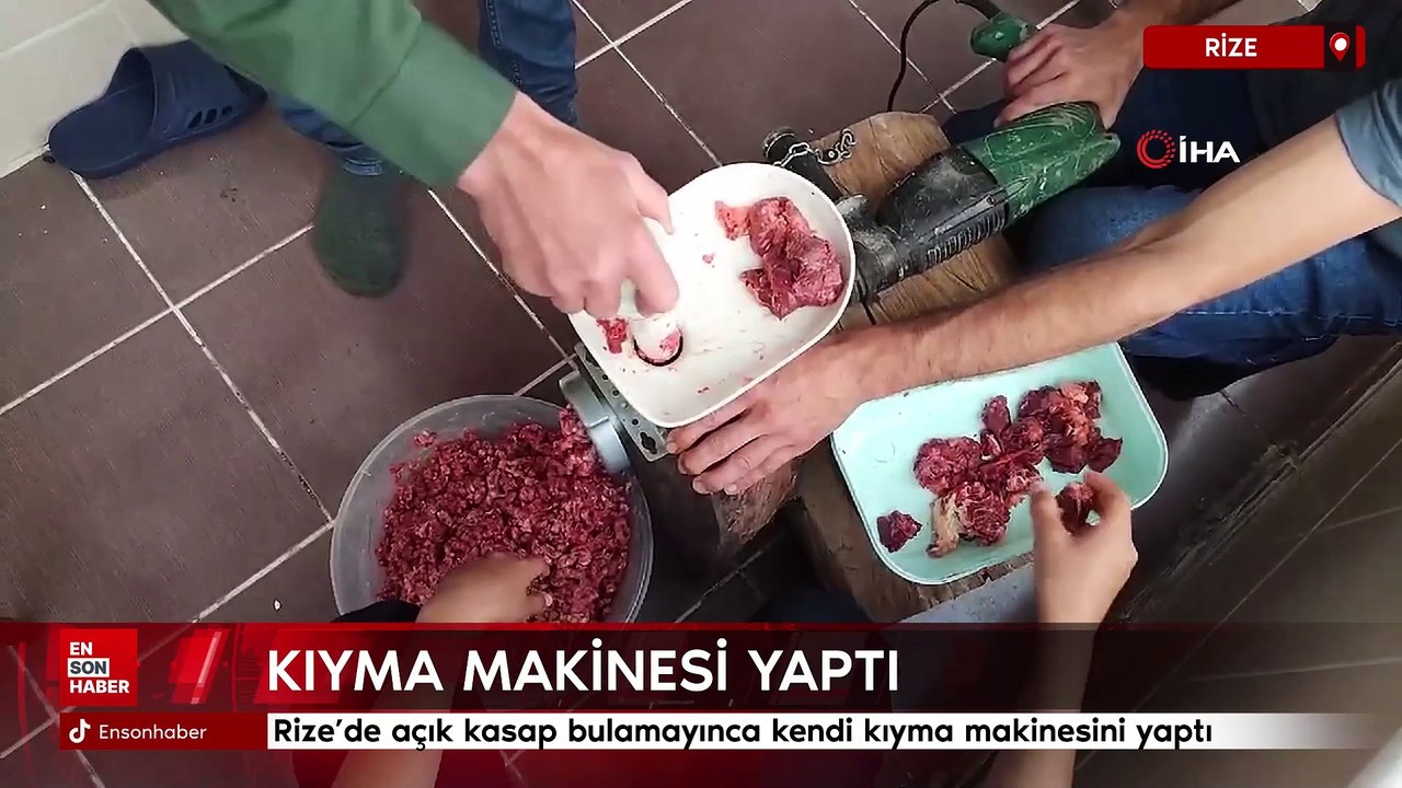 Rize'de açık kasap bulamayınca kendi kıyma makinesini yaptı