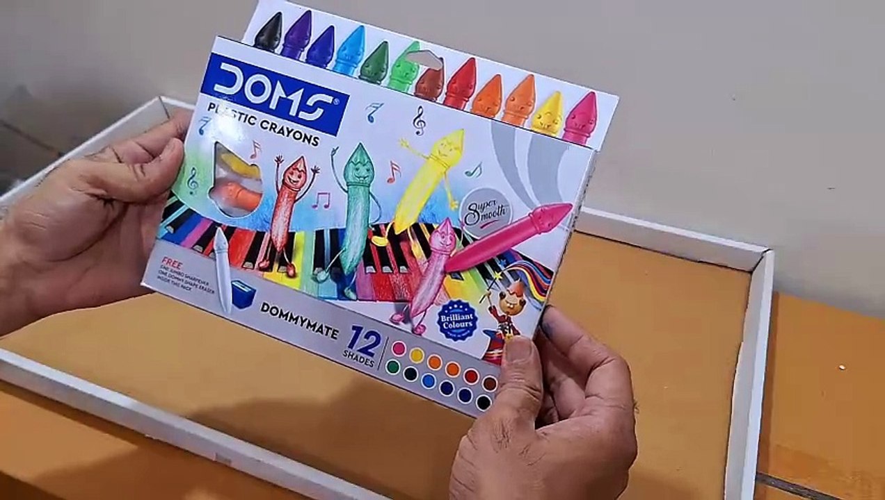 Unboxing and Review of Doms 12 Shades Dommymate Plastic Crayons saint paul school's favorite