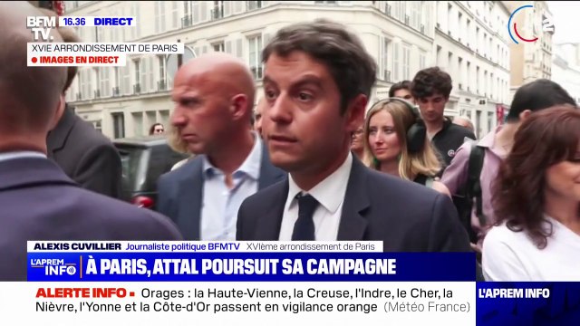 Législatives: Gabriel Attal poursuit sa campagne dans le 16e arrondissement de Paris en soutien à Benjamin Haddad