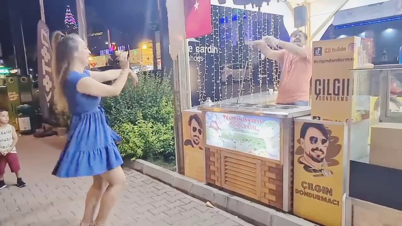 Young hot girl dance Turkish ice cream