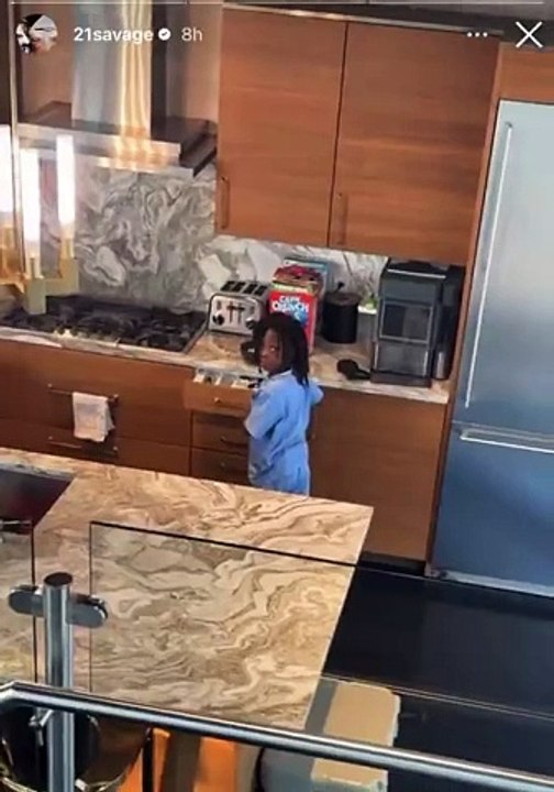 21 Savage catches his son staying up all night playing video games