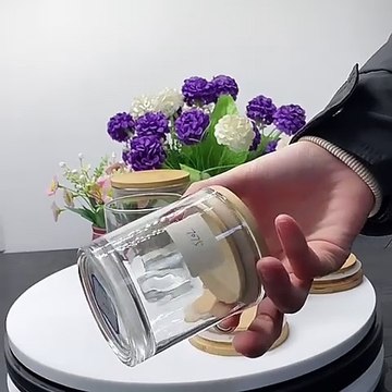 Wholesale Clear Thick Glass Candle Jars with Bamboo Wood Metal Lids | Harfaah Plastics UAE