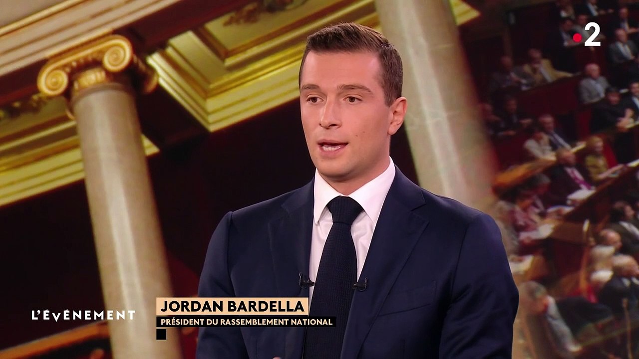 "L'événement : L'interview" avec Jordan Bardella sur France 2.