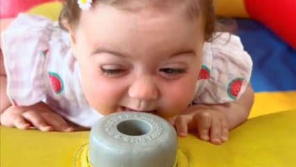Little girl becomes a power ballad princess in the soft play center