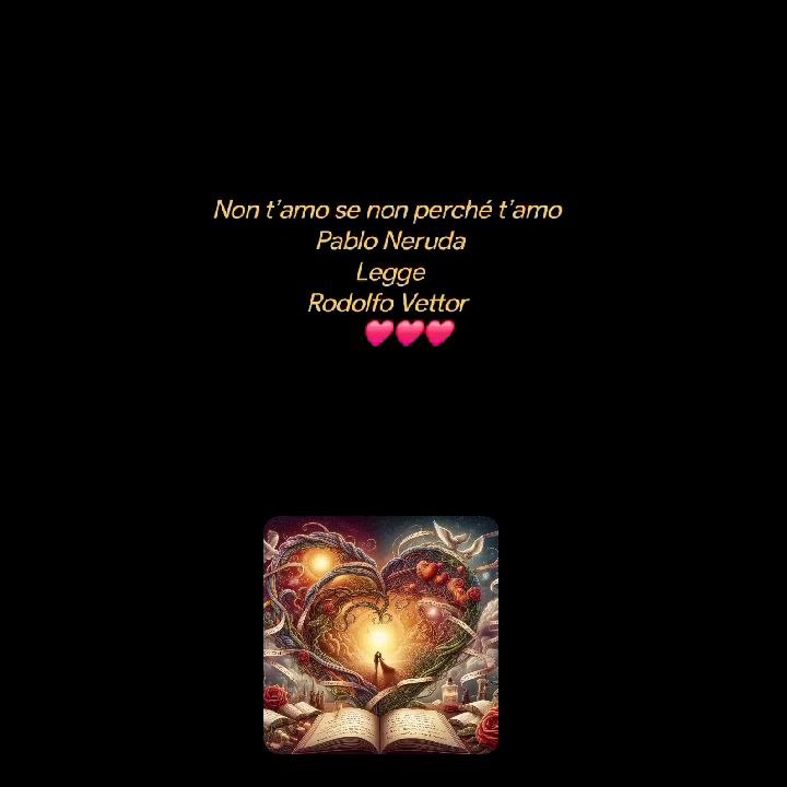 Non t’amo se non perché t’amo Pablo NerudaLeggeRodolfo Vettor       ❤️❤️❤️