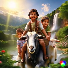 Kids Enjoying Riding with Eid Bakra