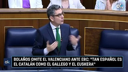 Bolaños omite el valenciano ante ERC: "Tan español es el catalán como el gallego y el euskera"
