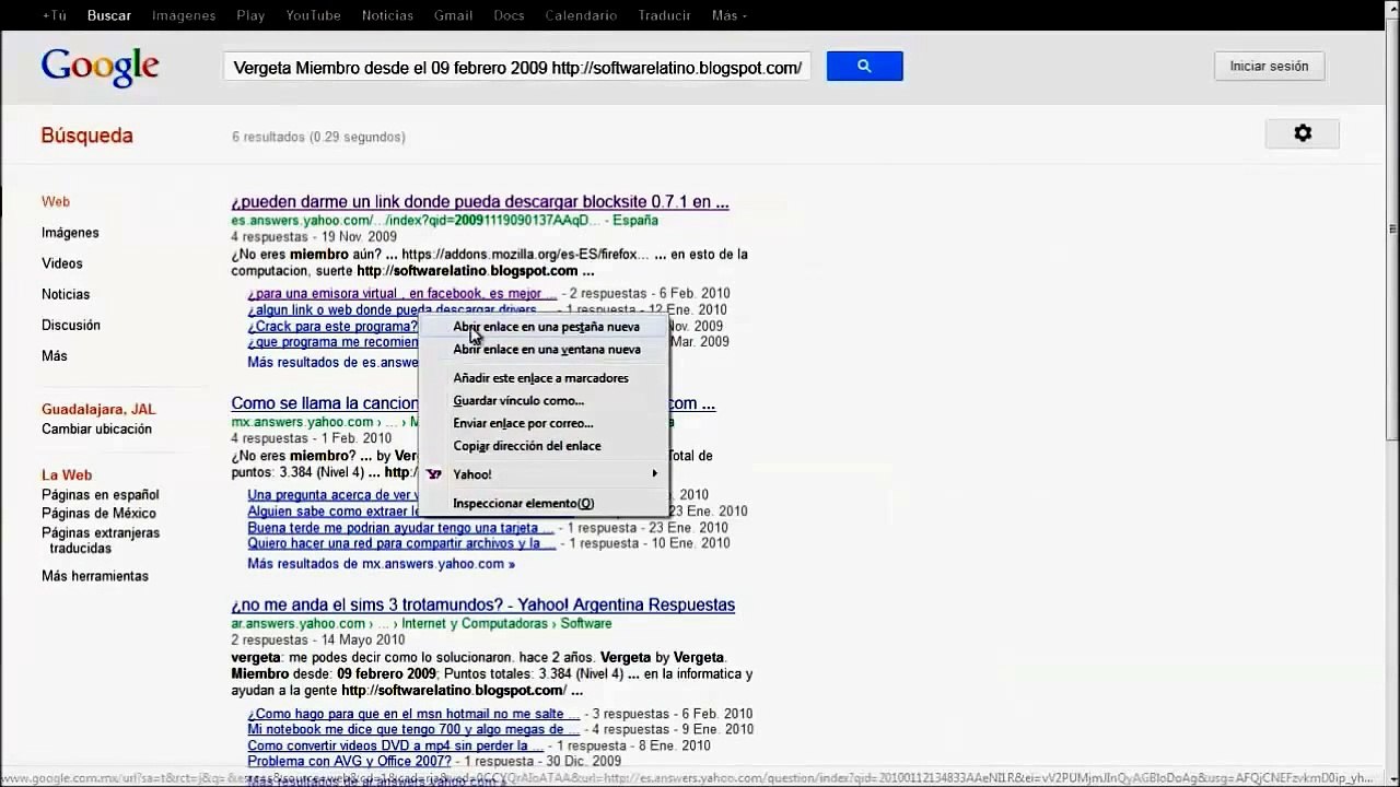 Reportes de Yahoo! Respuestas