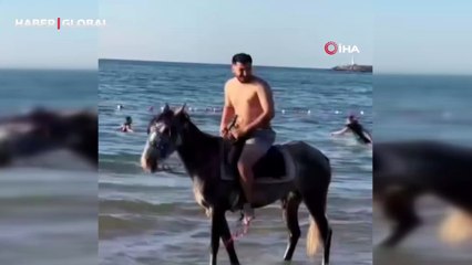 Şile plajında dehşet! Atlar yüzlerce insanın arasına daldı