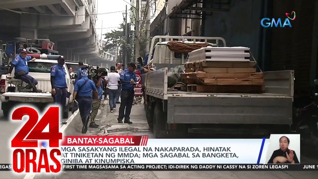 Mga sasakyang ilegal na nakaparada, hinatak at tineketan ng mmda; mga sagabal sa bangketa, giniba at kinumpiska | 24 Oras