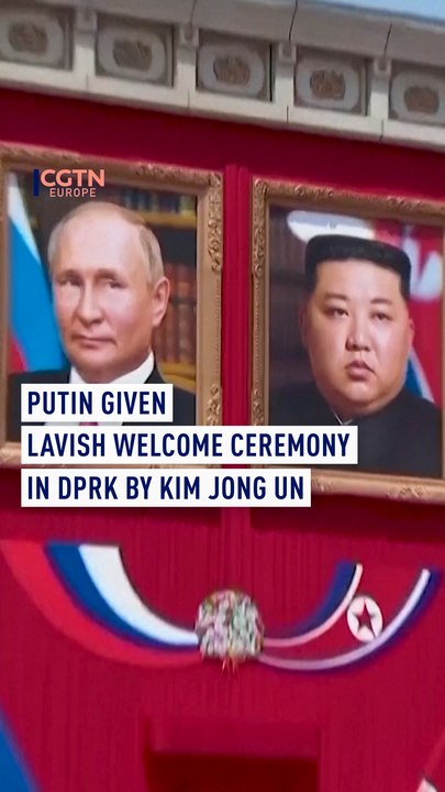 Putin given lavish welcome ceremony in DPRK by Kim Jong Un
